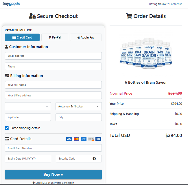 Brain SaviorSecure Order Form